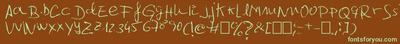 Jcgr61-fontti – vihreät fontit ruskealla taustalla