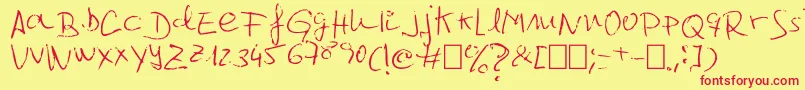 Jcgr61-fontti – punaiset fontit keltaisella taustalla