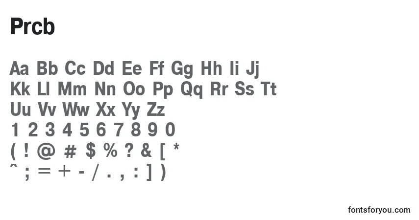 Schriftart Prcb – Alphabet, Zahlen, spezielle Symbole