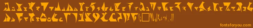 Klingon-Schriftart – Orangefarbene Schriften auf braunem Hintergrund