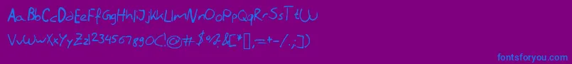 Literallyhandwriting Font – Blue Fonts on Purple Background