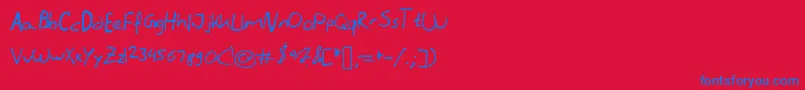 Literallyhandwriting Font – Blue Fonts on Red Background