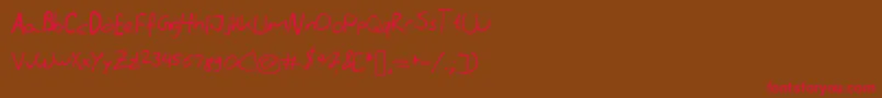 Czcionka Literallyhandwriting – czerwone czcionki na brązowym tle
