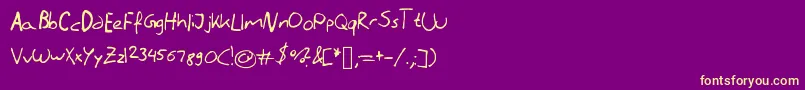 フォントLiterallyhandwriting – 紫の背景に黄色のフォント