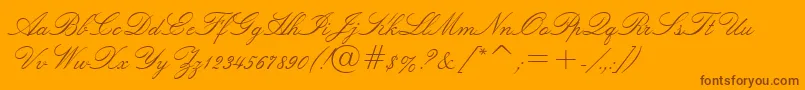 LuciaBt-Schriftart – Braune Schriften auf orangefarbenem Hintergrund