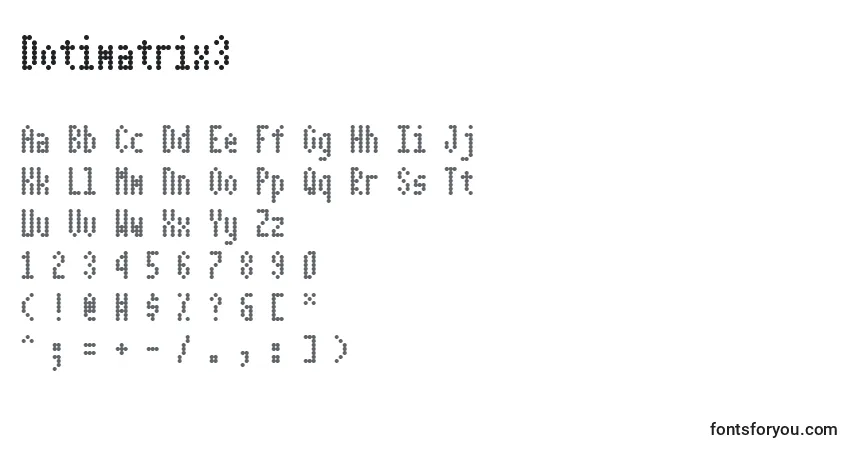 Шрифт Dotimatrix3 – алфавит, цифры, специальные символы