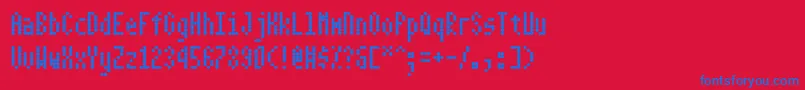 Dotimatrix3-Schriftart – Blaue Schriften auf rotem Hintergrund