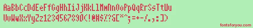 Dotimatrix3-Schriftart – Rote Schriften auf grünem Hintergrund