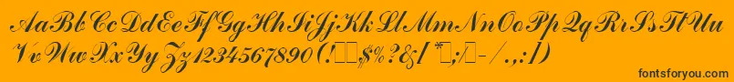 CommercialScriptLetPlain.1.0 Font – Black Fonts on Orange Background