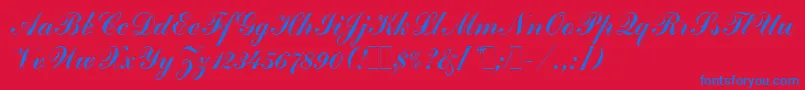 CommercialScriptLetPlain.1.0-Schriftart – Blaue Schriften auf rotem Hintergrund