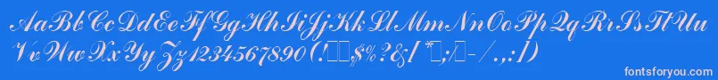 CommercialScriptLetPlain.1.0-Schriftart – Rosa Schriften auf blauem Hintergrund