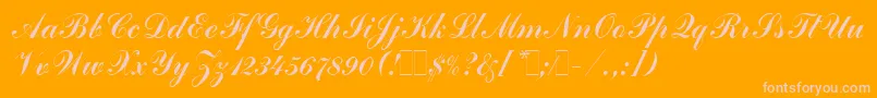 CommercialScriptLetPlain.1.0 Font – Pink Fonts on Orange Background