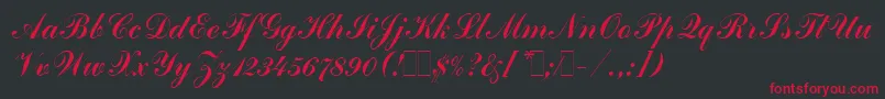 CommercialScriptLetPlain.1.0 Font – Red Fonts on Black Background
