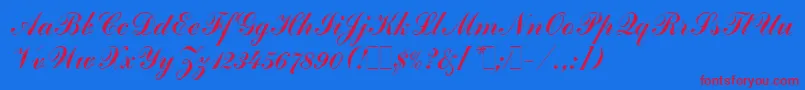 Шрифт CommercialScriptLetPlain.1.0 – красные шрифты на синем фоне
