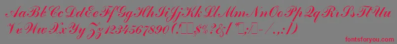 CommercialScriptLetPlain.1.0 Font – Red Fonts on Gray Background