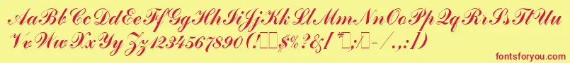 CommercialScriptLetPlain.1.0 Font – Red Fonts on Yellow Background