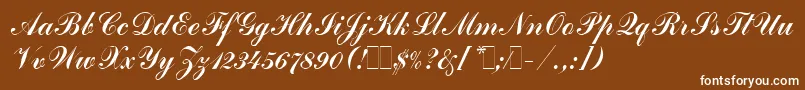 Czcionka CommercialScriptLetPlain.1.0 – białe czcionki na brązowym tle