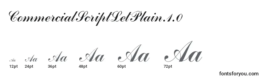 CommercialScriptLetPlain.1.0 Font Sizes