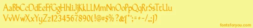 GunthernarrowRegular Font – Orange Fonts on Yellow Background