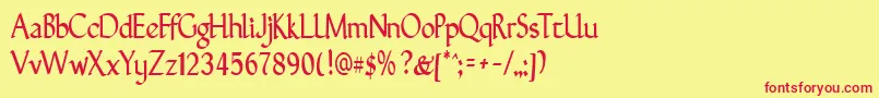 GunthernarrowRegular Font – Red Fonts on Yellow Background