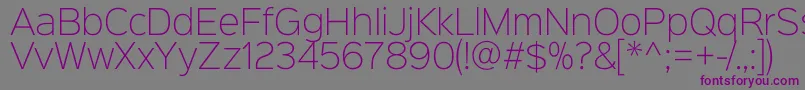 Sinkinsans200xlight-fontti – violetit fontit harmaalla taustalla