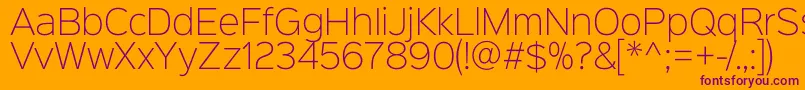 Czcionka Sinkinsans200xlight – fioletowe czcionki na pomarańczowym tle