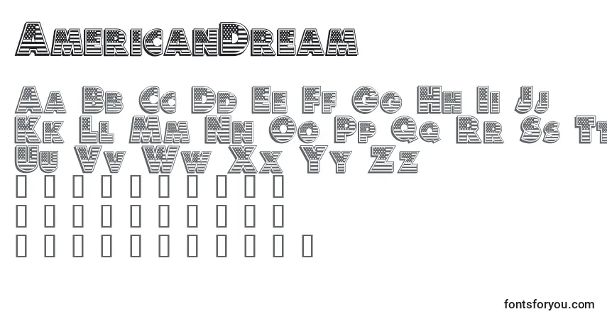 Шрифт AmericanDream – алфавит, цифры, специальные символы