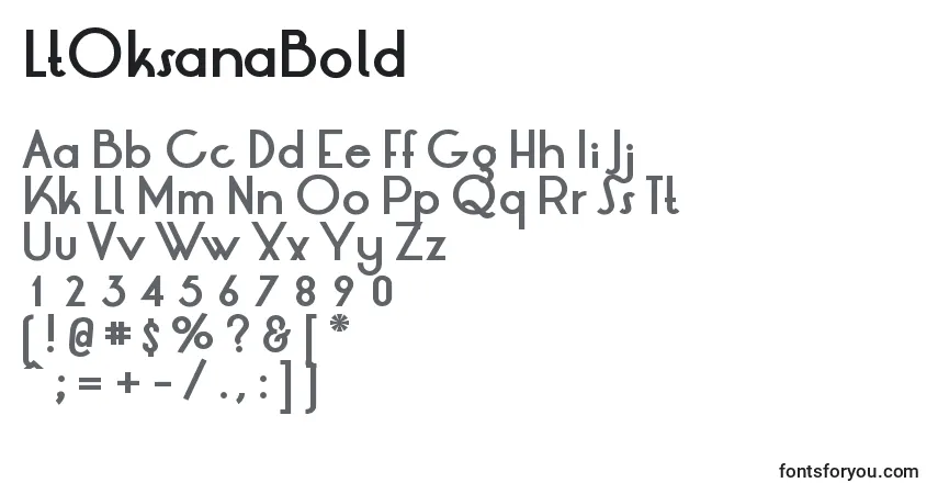 Czcionka LtOksanaBold – alfabet, cyfry, specjalne znaki