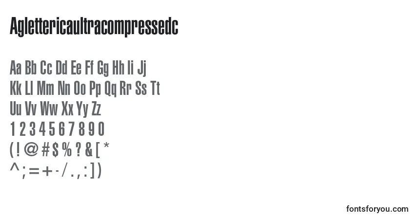 Czcionka Aglettericaultracompressedc – alfabet, cyfry, specjalne znaki