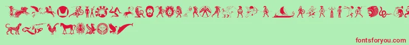 Hoplite-Schriftart – Rote Schriften auf grünem Hintergrund