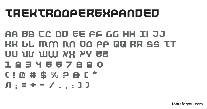 A fonte TrekTrooperExpanded – alfabeto, números, caracteres especiais