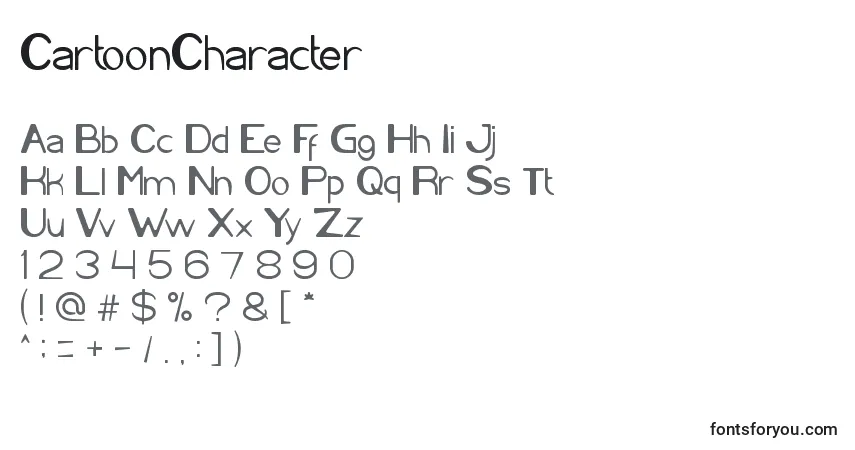 A fonte CartoonCharacter – alfabeto, números, caracteres especiais