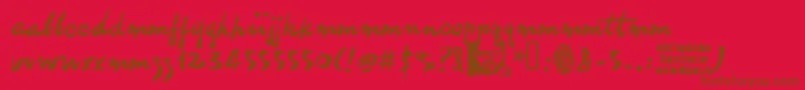 Fonte Imitationdemo – fontes marrons em um fundo vermelho