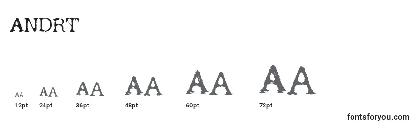 Размеры шрифта Andrt