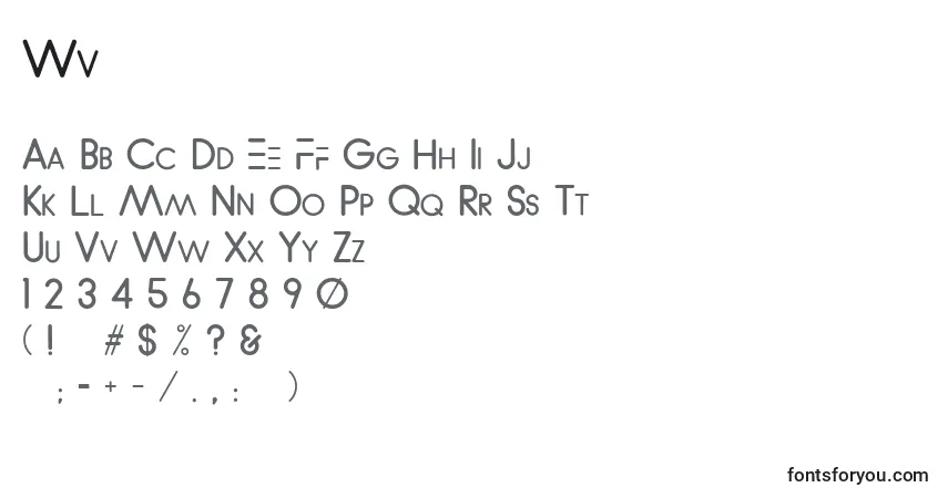 A fonte Wv – alfabeto, números, caracteres especiais