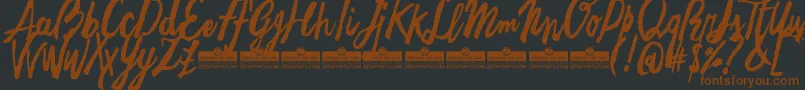 FreehandBrushEasyTrial-fontti – ruskeat fontit mustalla taustalla