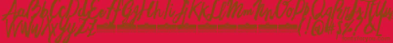 FreehandBrushEasyTrial Font – Brown Fonts on Red Background