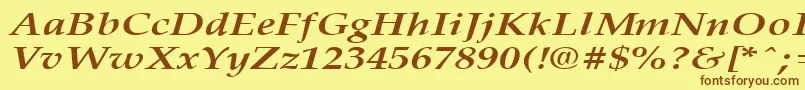 PalisadebroadBoldItalic-Schriftart – Braune Schriften auf gelbem Hintergrund