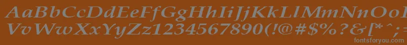 PalisadebroadBoldItalic-fontti – harmaat kirjasimet ruskealla taustalla