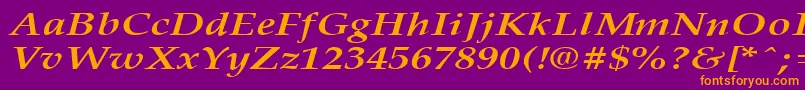PalisadebroadBoldItalic-Schriftart – Orangefarbene Schriften auf violettem Hintergrund