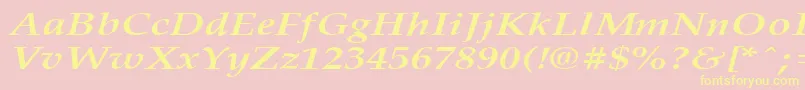 PalisadebroadBoldItalic-Schriftart – Gelbe Schriften auf rosa Hintergrund