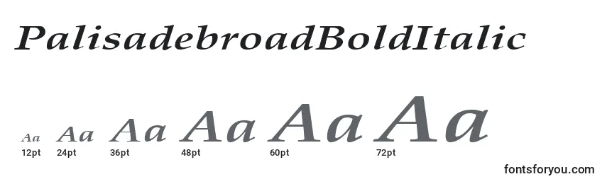 PalisadebroadBoldItalic Font Sizes