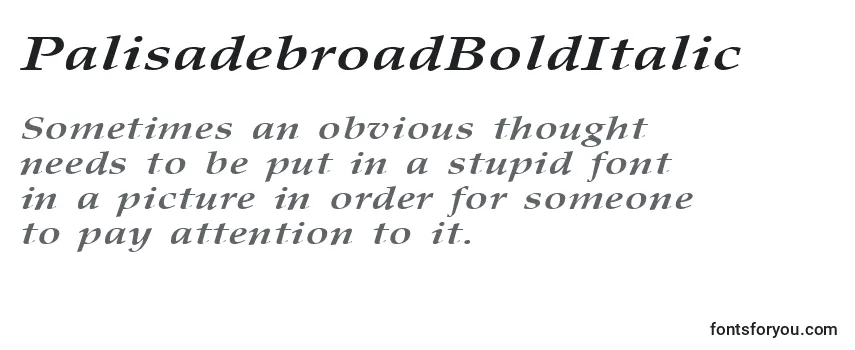 Review of the PalisadebroadBoldItalic Font