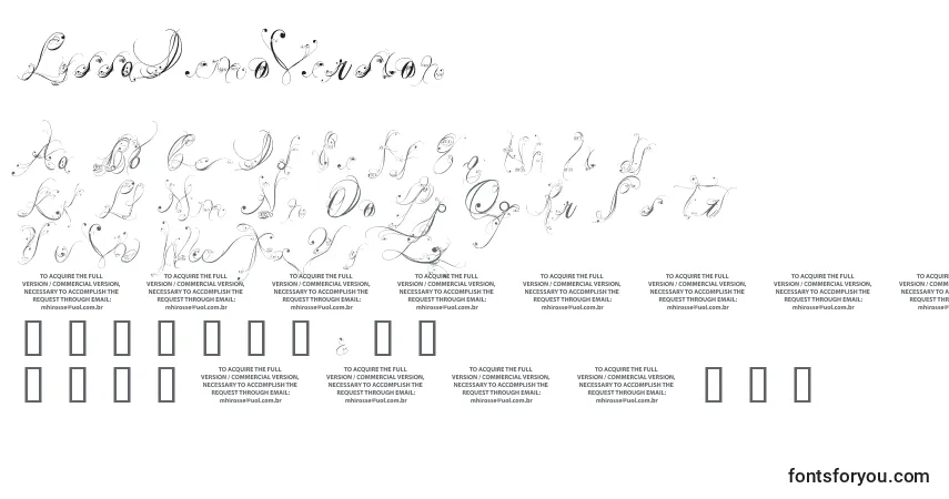 Schriftart LyssaDemoVersion – Alphabet, Zahlen, spezielle Symbole