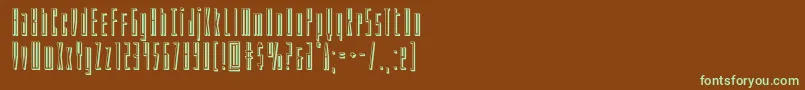 フォントPhantacon3D – 緑色の文字が茶色の背景にあります。