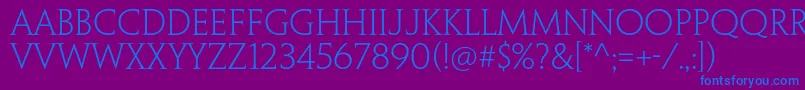 PenumbraserifstdLight Font – Blue Fonts on Purple Background