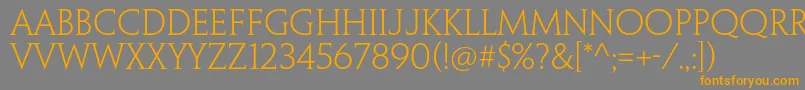 PenumbraserifstdLightフォントについての詳細 フォントPenumbraserifstdLight – オレンジの文字は灰色の背景にあります。