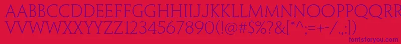 PenumbraserifstdLight Font – Purple Fonts on Red Background