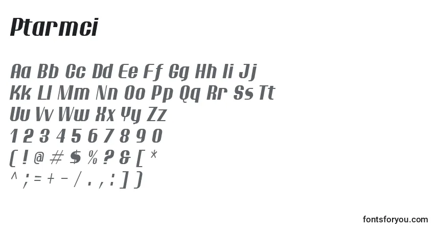 Schriftart Ptarmci – Alphabet, Zahlen, spezielle Symbole