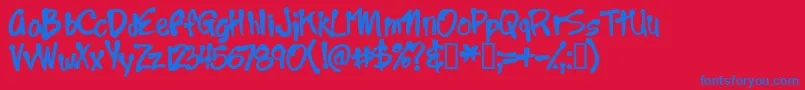 Year2000boogie Font – Blue Fonts on Red Background